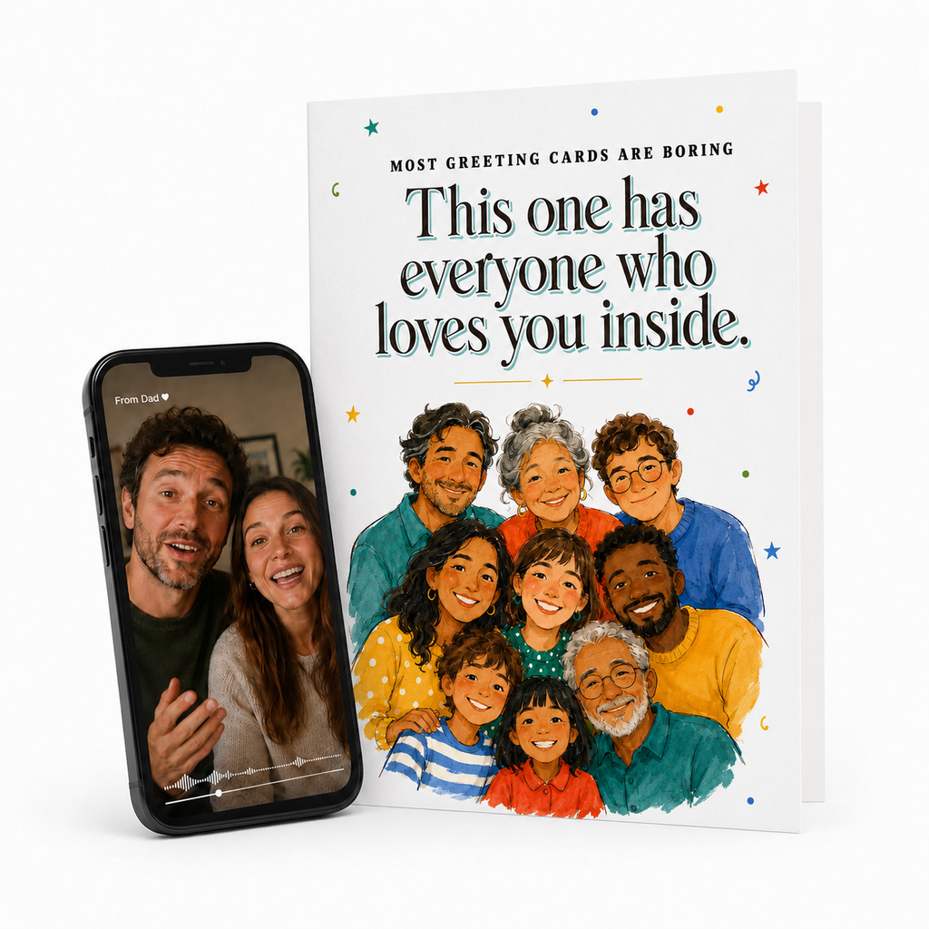 All Occasion Greeting Card. Unlocks Videos From Loved Ones On Your Phone | EchoTap