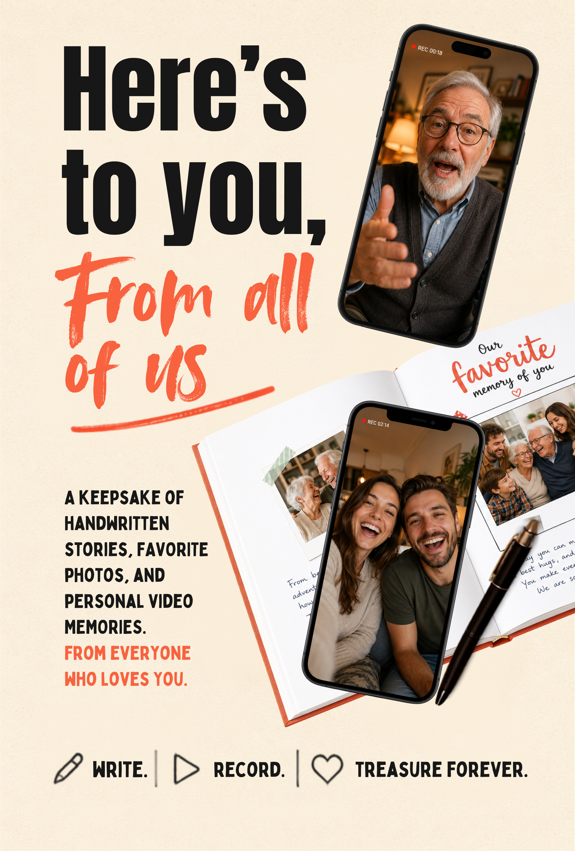 Here's to You, From All of Us keepsake book front cover
